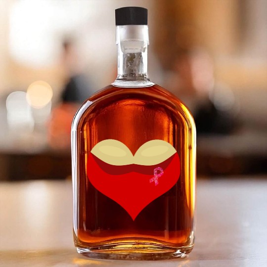 Cancer awareness Boobies love heart Whiskey Bottles