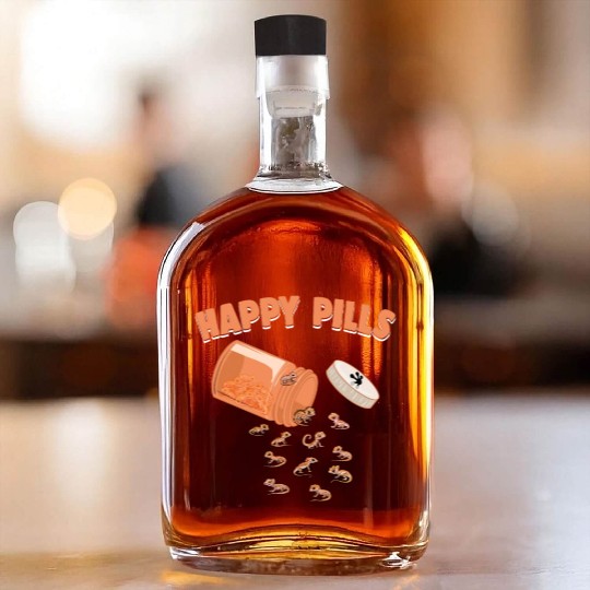 Happy Pills Crested Gecko Funny Lizard Lovers Whiskey Bottles