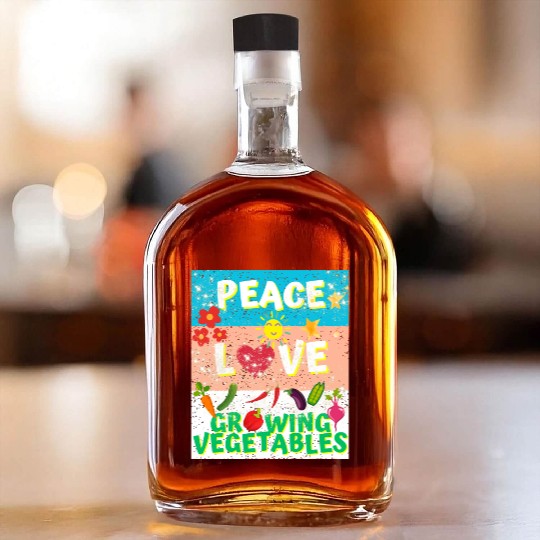 Peace love Vegetables design for him cool Whiskey Bottles