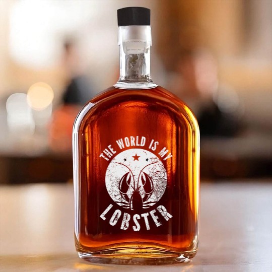 The World Is My Lobster Funny Vintage Graphic Whiskey Bottles