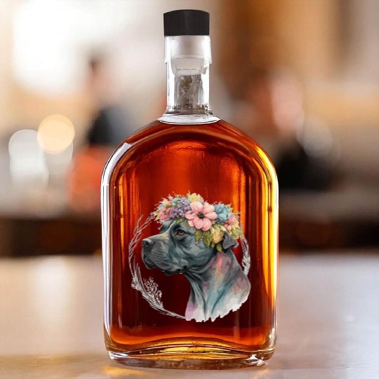 Cute Cane Corso Flower Crown Pet Dog Breed Puppy Whiskey Bottles