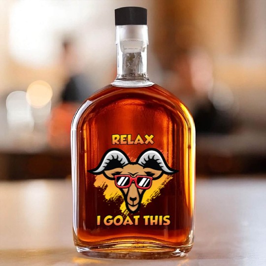 Relax i goat this funny goat pun Whiskey Bottles