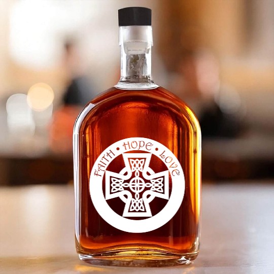 Timeless Celtic Cross With Celtic Knots Whiskey Bottles