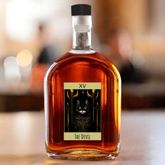 Tarot card the devil cat - readings and astrology Whiskey Bottles