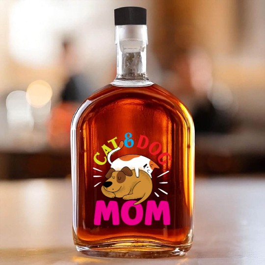 Cat And Dog Mom Girl Cats Dogs Lover Whiskey Bottles