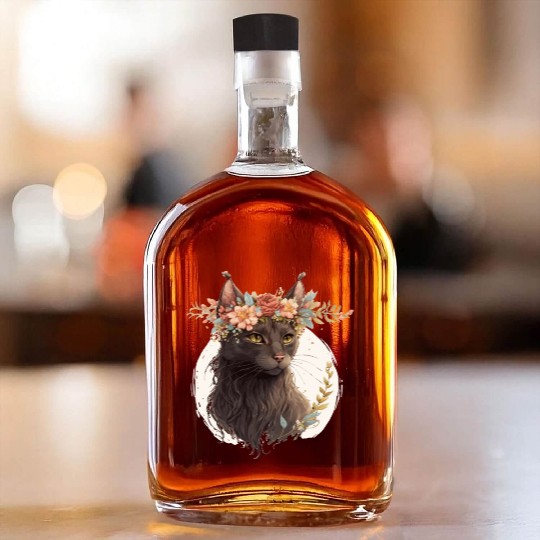 Cute Havana Brown Cat Flower Crown Cats Pet Kitten Whiskey Bottles