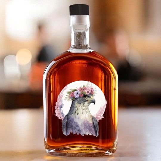 Falcon Birds Of Prey Flower Crown Floral Bird Watc Whiskey Bottles