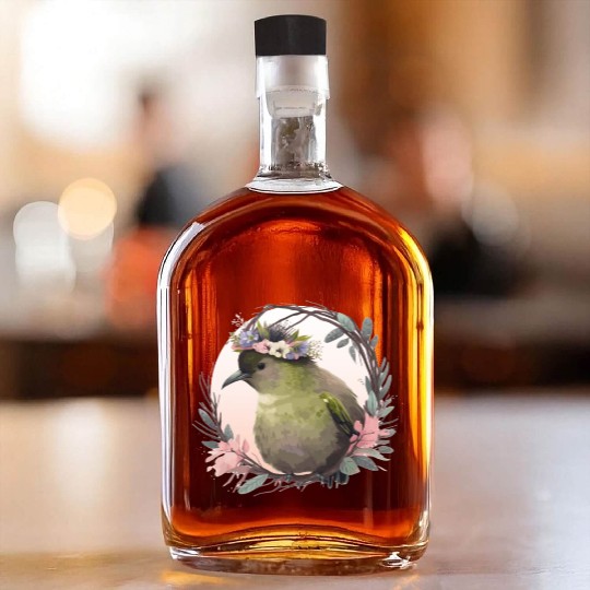 Tropical Kiwi Bird Flower Crown Floral Exotic Bird Whiskey Bottles