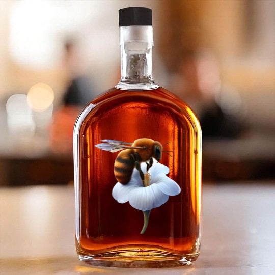 bee on flower Whiskey Bottles