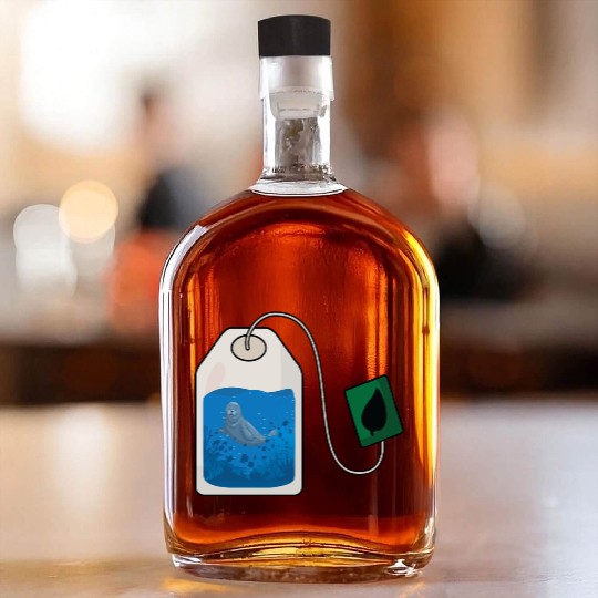 Funny seal swimming in a tea bag Whiskey Bottles