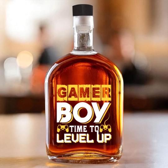 Gamer boy time to level up Whiskey Bottles