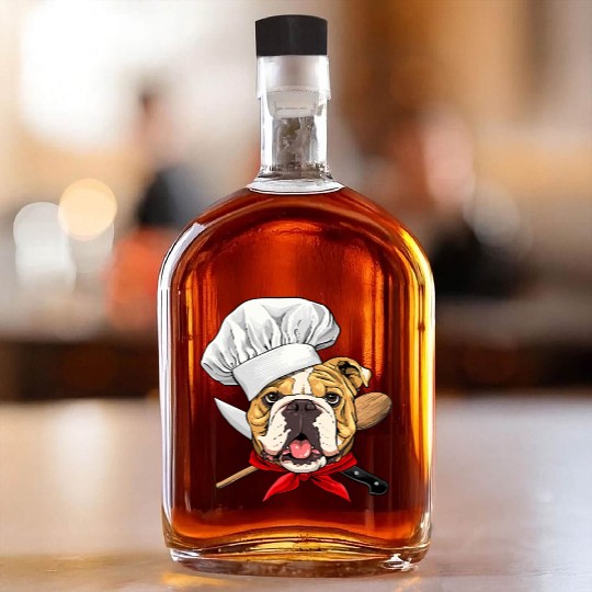 American Bulldog Chef Dog Cooking Baking Lover 480 Whiskey Bottles