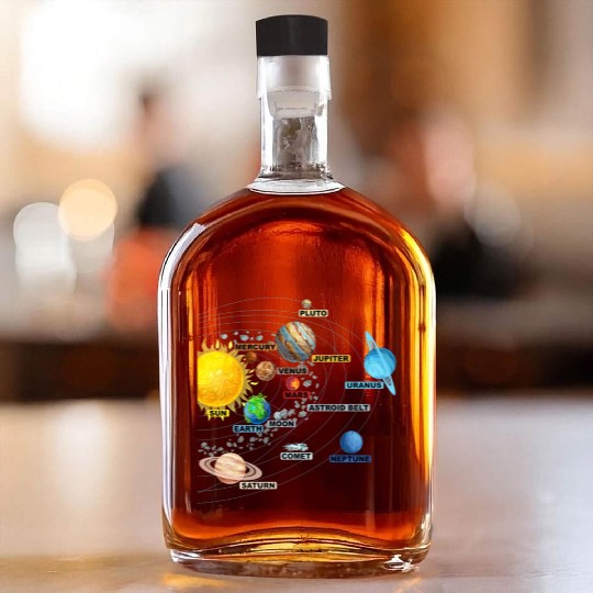 Solar System Planets Astronomy Space Science Girls Whiskey Bottles
