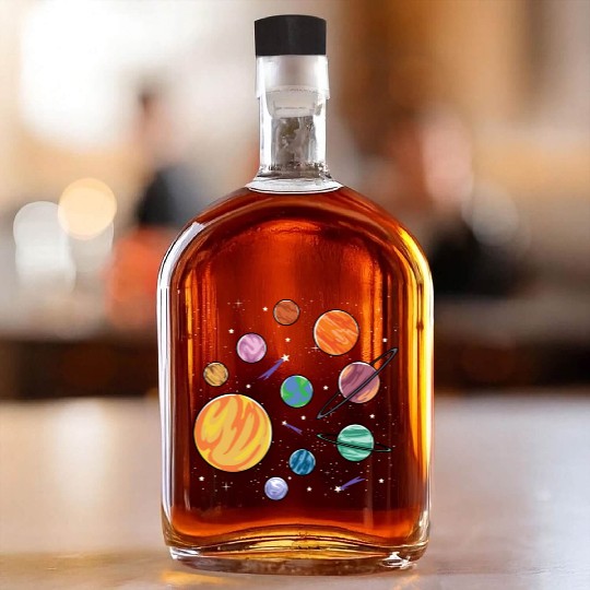 Solar System Planets Science Space Boys Girls Whiskey Bottles