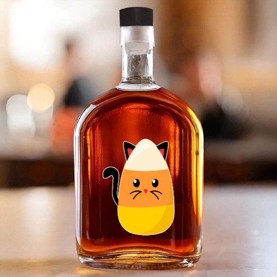 Candy Corn Cat Halloween Whiskey Bottles