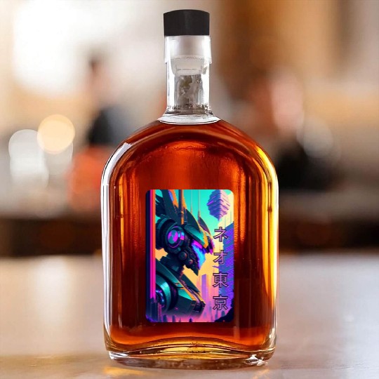 Neon Nights: A Cyberpunk Design 2 Whiskey Bottles