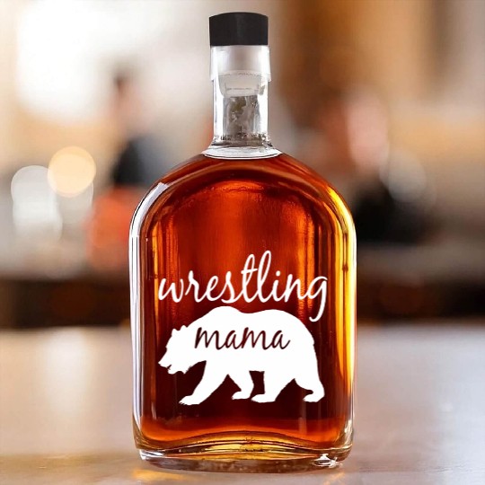 Wrestling Mama Bear Wrestling Mom Whiskey Bottles