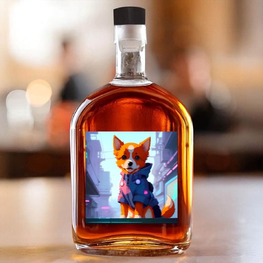 Cute Cyberpunk Dog Whiskey Bottles
