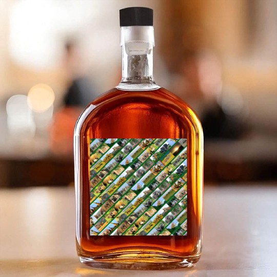 Wildlife Stripe green collage Whiskey Bottles