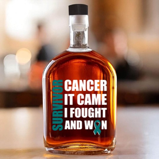Ovarian Cancer Fight Cancer Ribbon Whiskey Bottles