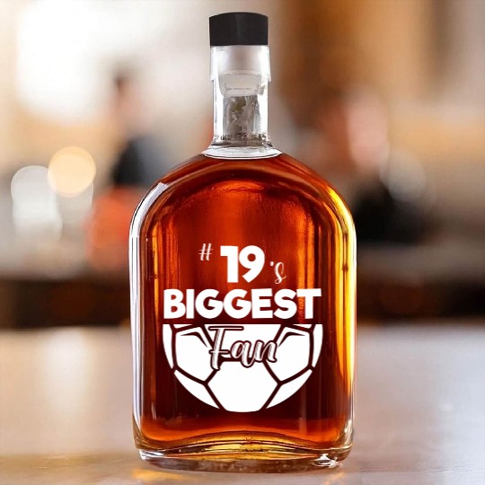 Number 19'S Biggest Fan Player Soccer Mom Dad Chee Whiskey Bottles