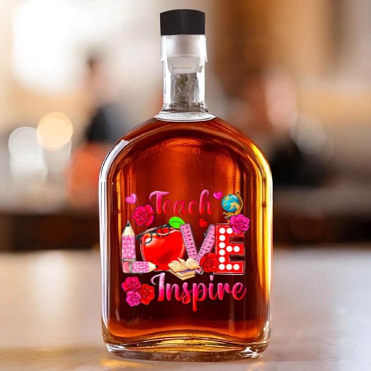 Teacher Love Inspire Floral Pencil Back To School Whiskey Bottles