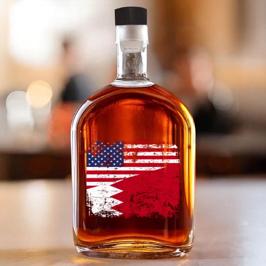 Bahraini Roots Half American Flag Usa Bahrain Flag Whiskey Bottles