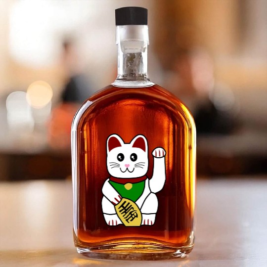 Cute Japanese Lucky Cat 1 Whiskey Bottles