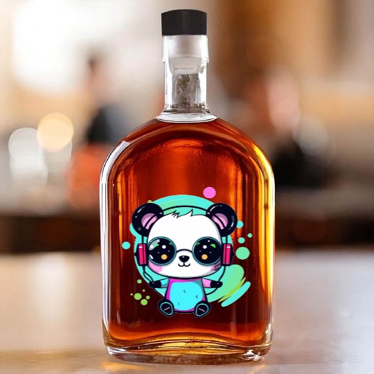 Funny Techno Panda Dj Music Lover Edm Festival Whiskey Bottles