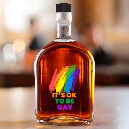 It's OK to Be Gay Equality LGBTQ Pride Rainbow Whiskey Bottles
