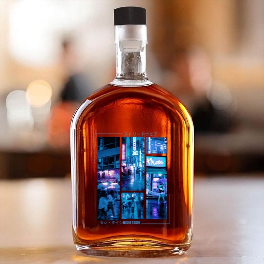 Japanese Cyberpunk Tokyo Streetwear Aesthetic Whiskey Bottles
