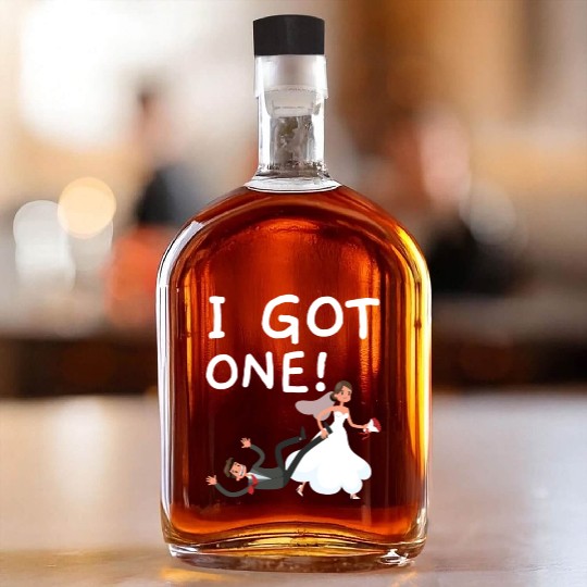 Bride And Groom Wedding Day Marriage Just Married Whiskey Bottles