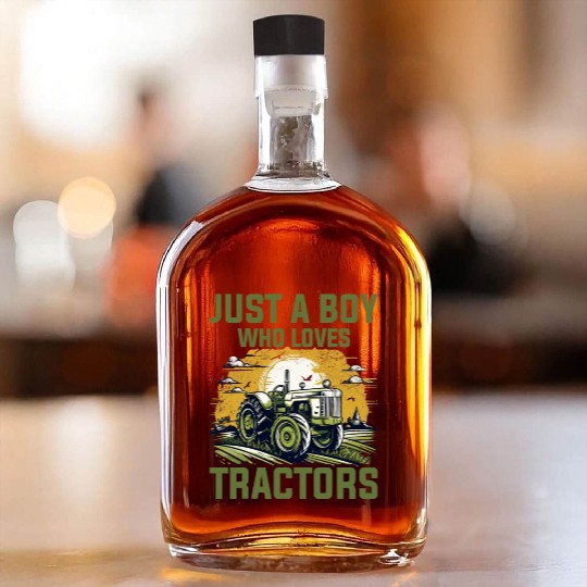 Farm Lifestyle Just A Boy Who Loves Tractors Whiskey Bottles
