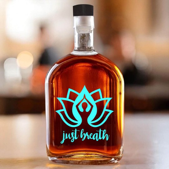 Just Breath Yoga Namaste Zen Lotus Whiskey Bottles
