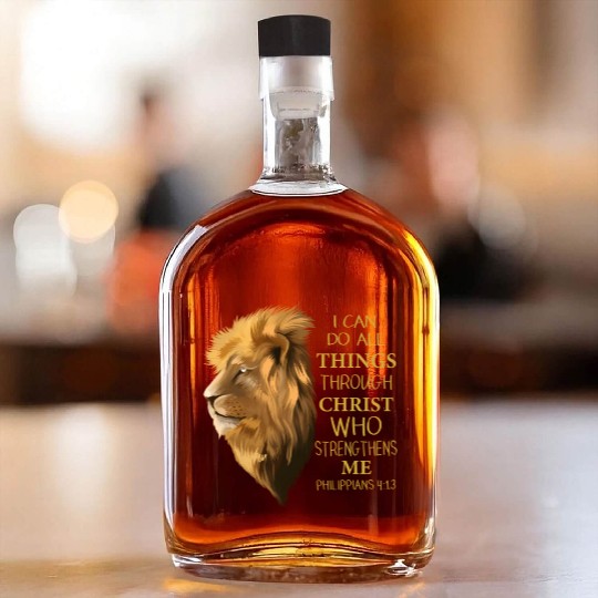 Philippians 4 13 Religious Lion Verses Christian Whiskey Bottles