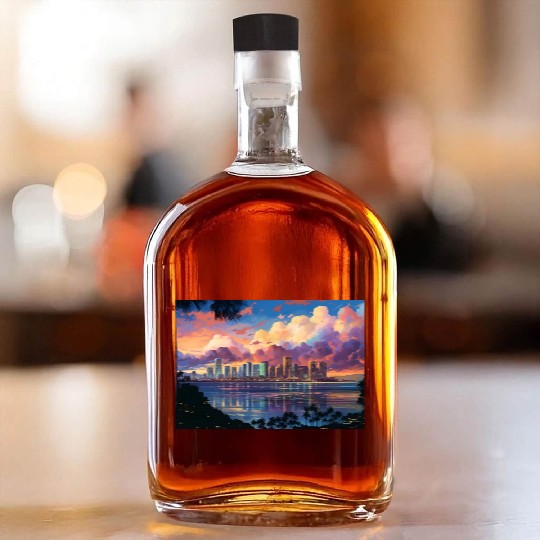 Anime Honolulu A Vibrant Anime Inspired Skyline Whiskey Bottles
