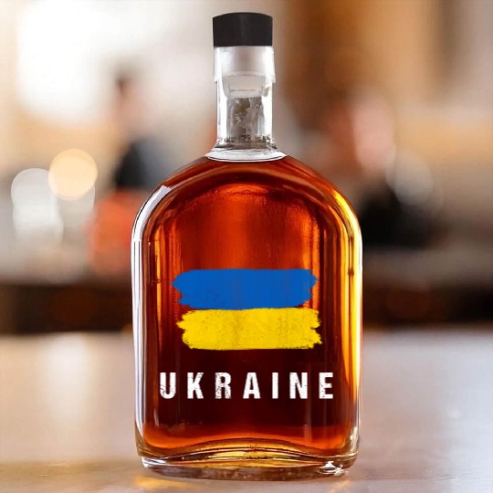 Painted Ukraine Flag Ukrainian Flag Fan Whiskey Bottles