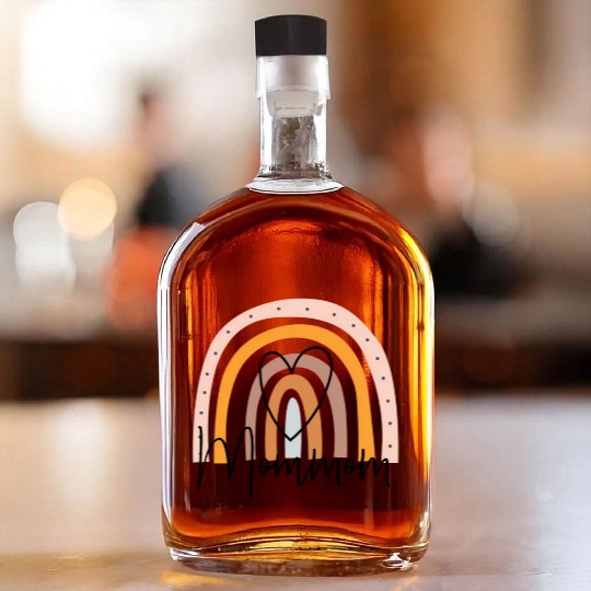 Mommom Rainbow Heart Grandma Mother'S Day Whiskey Bottles