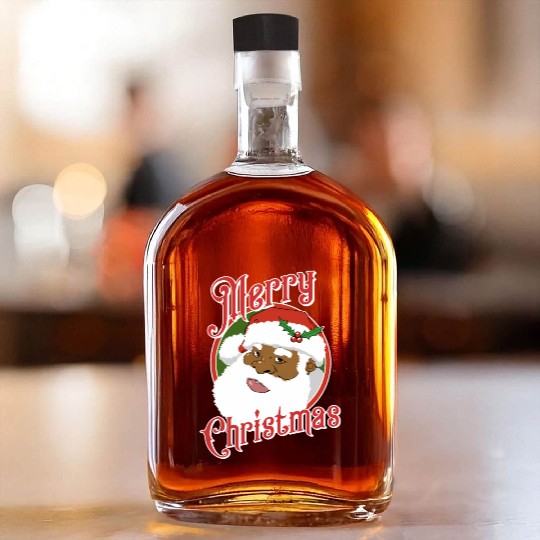 Black Merry African American Santa Claus Whiskey Bottles