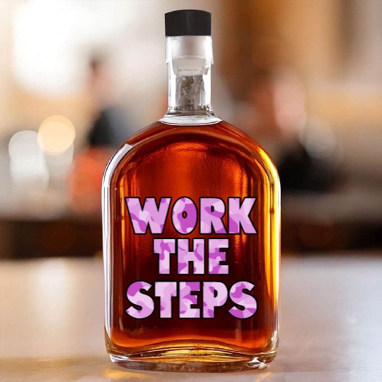 Work the Steps purple camo Whiskey Bottles
