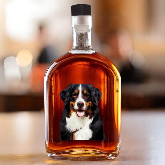 Portrait Of Bernese Mountain Dog Whiskey Bottles