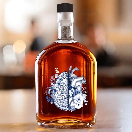 Balance Head And Heart Anatomy Blue Flowers Whiskey Bottles