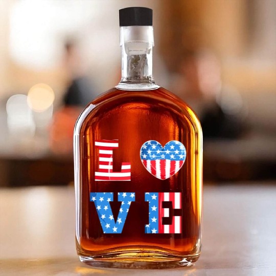 LOVE America Independence Day USA Patriots Whiskey Bottles