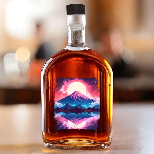 Mount Fuji Vaporwave Aesthetic Japan Sight Volcano Whiskey Bottles