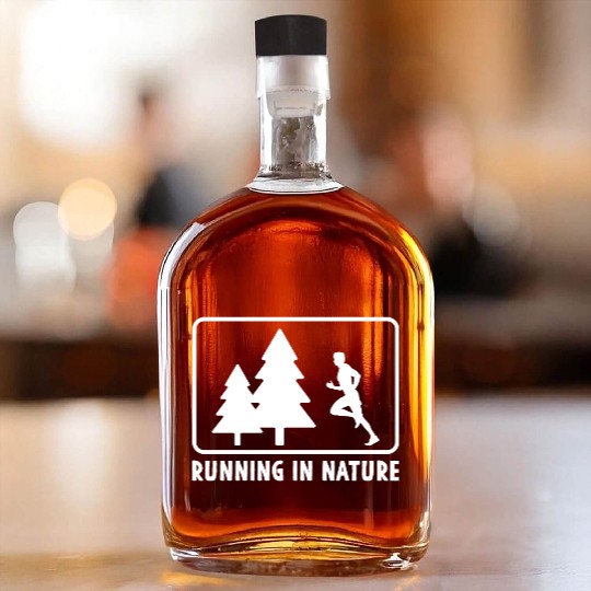 Runners Running In Nature Marathon Training Whiskey Bottles