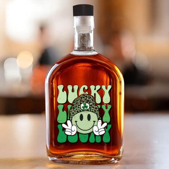 St Patric Day Lucky Shamrock Smile Face Whiskey Bottles