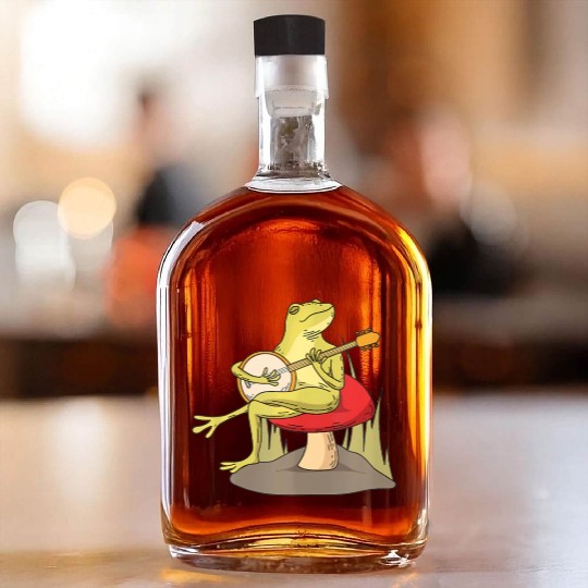 Cottagecore Aesthetic Frog Lover Banjo Player Whiskey Bottles