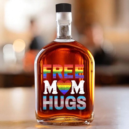 Free Mom Hugs LGBT Pride Free Brother Hugs Whiskey Bottles