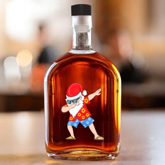 Christmas in July Santa Hawaiian Dabbing Santa Whiskey Bottles