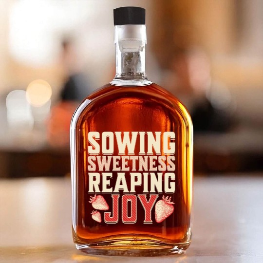 Strawberry Farmer, Sowing Sweetness Reaping Joy Whiskey Bottles